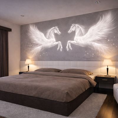 Mural – pegazy w sypialni